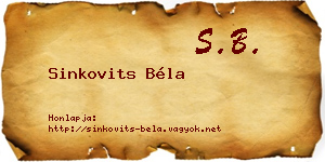 Sinkovits Béla névjegykártya